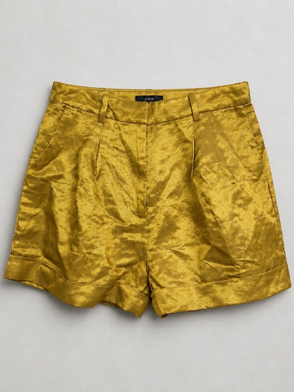 J. Crew Drapey Shorts in Satin Faced linen Gold NWT size 6